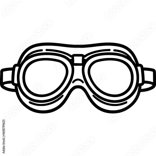 Aviator goggles vintage pilot leather outline vector