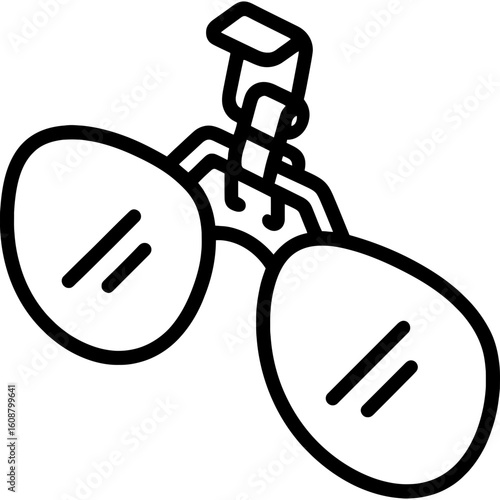 Clip-on sunglasses flip up attachment outline vector