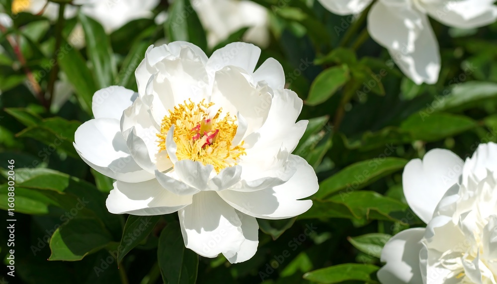 Fototapeta premium White peony in garden