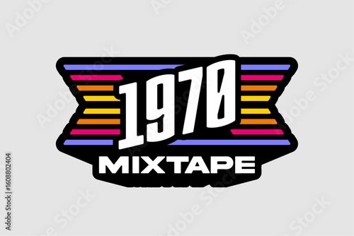 1970 mixtape badge style Vector streetwear design ideas concept vector graphic tee design