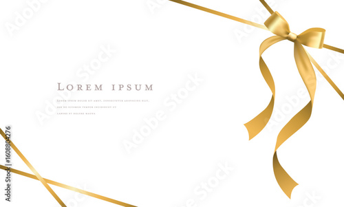 Elegant Gold Ribbon Frame with Bow - Decorative Border Design
