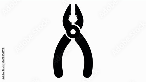Simple black and white illustration of a pair of pliers ideal for toolkits and repair services