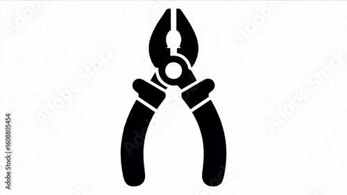 Simple black and white illustration of a pair of pliers perfect for tool or repair concepts