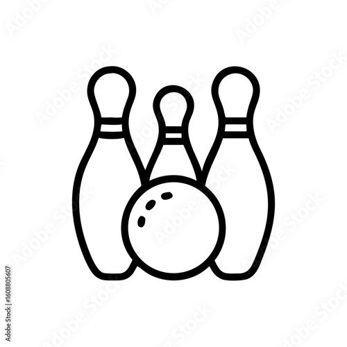 Icon of a bowling ball and pins representing the sport