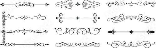Elegant decorative dividers, ornate line separators, vintage flourish designs  vector