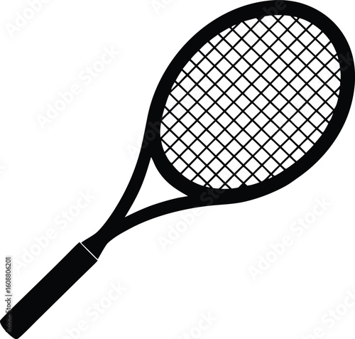 Tennis Silhouette Vector - Racket and Sport Theme - Summer, Wimbledon, and Fitness Illustration