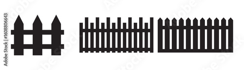 Set of black fence on white background.gate valve pipe Icons Collection – Multiple Vector Styles Icons