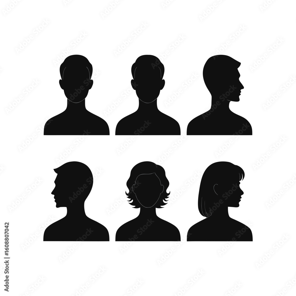 Diverse Human Head and Shoulder Silhouettes people Diverse Human Head and Shoulder Silhouettes people