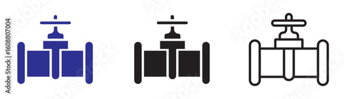 Set of black fence on white background.gate valve pipe Icons Collection – Multiple Vector Styles Icons