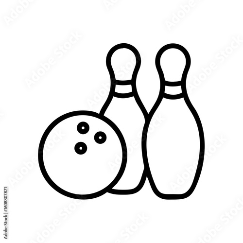 Icon of a bowling ball and pins representing the sport