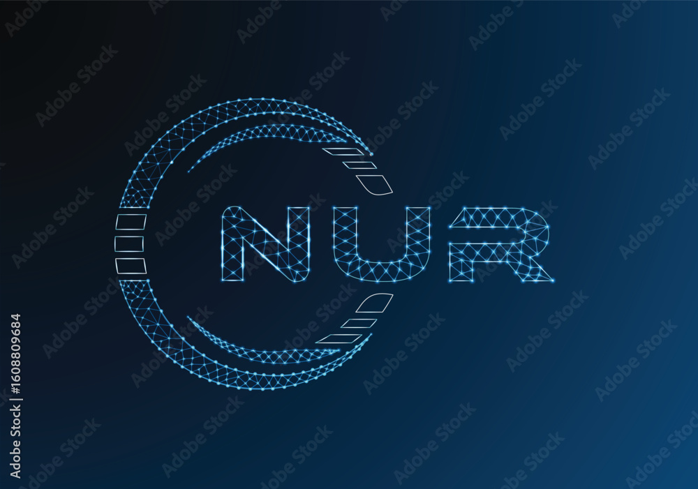 Obraz premium NUR low poly letter logo vector design. NUR lower poly logo design. Low poly logo.