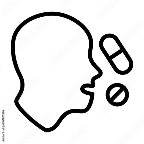 Oral Medication Vector Line Icon Design