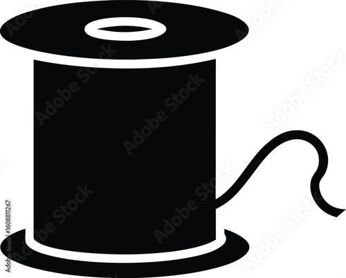 Roll of thread icon silhouette, Sewing Spool Silhouettes in black on a white background
