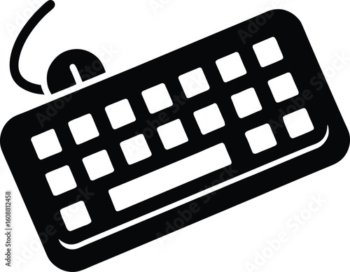 Keyboard icon with shortcut symbol silhouette isolated on transparent background