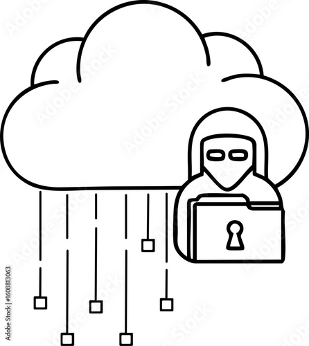 Cloud security hacker lock cybercrime digital data protection privacy threat