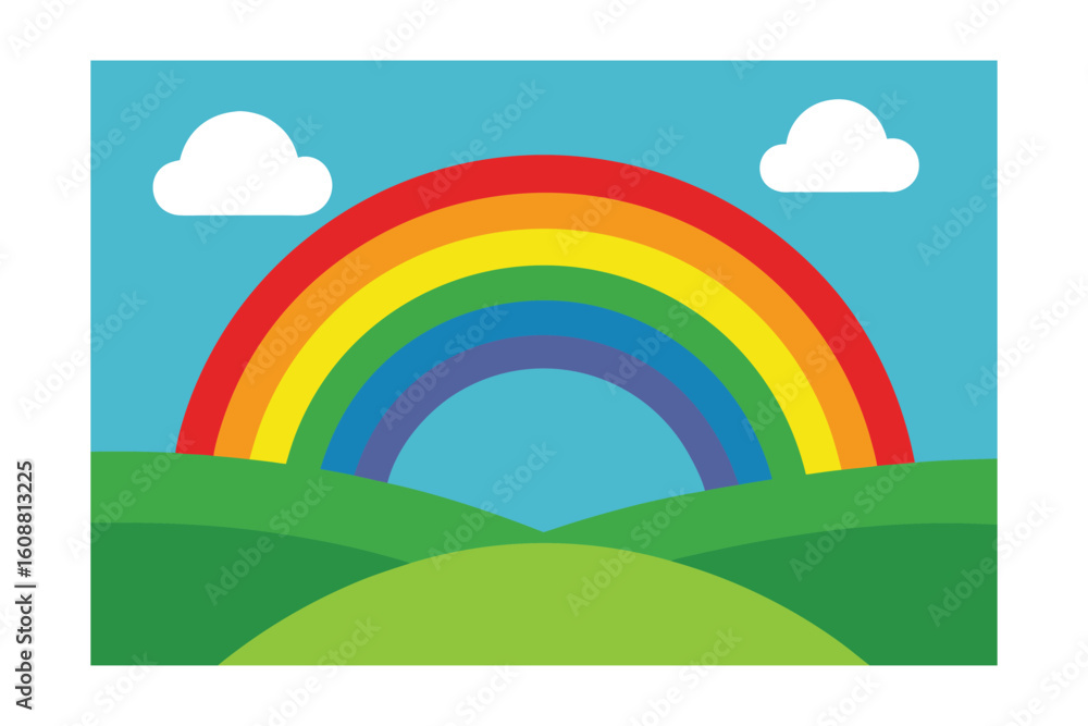 Fototapeta premium Rainbow Over A Green Field