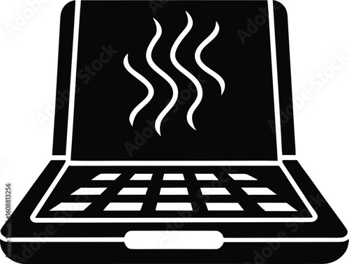 Laptop cooling pad silhouette icon isolated on transparent background