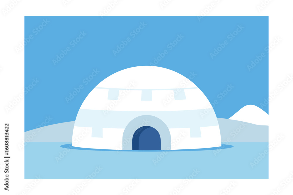 Naklejka premium Igloo In Snowy Landscape