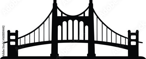 Iconic Silhouette Illustration of the Golden Gate Bridge. golden gate bridge silhouette vector design