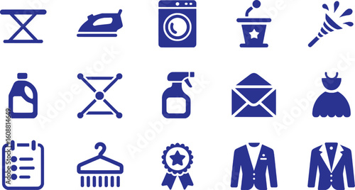 Household laundry and formal wear icons vector silhouette