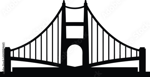 Iconic Silhouette Illustration of the Golden Gate Bridge. golden gate bridge silhouette vector design