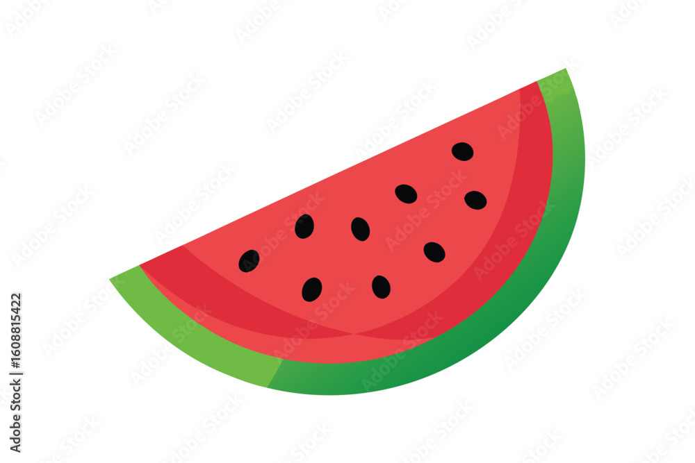 Slice Of Watermelon With Seeds Vector On White Slice Of Watermelon With Seeds Vector On White
