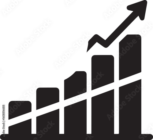 Revenue Icon – Black and White Minimalist Dollar and Bar Graph Vector Illustration