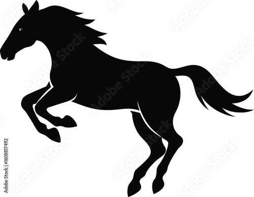 Morgan horse jumping silhouette, horse silhouette vector illustration