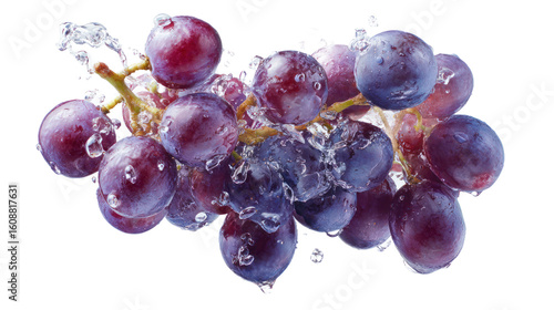 Fresh grapes in water splash