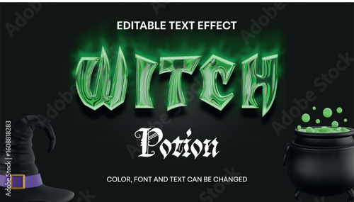 witch  potion editable text effect. halloween editable text	