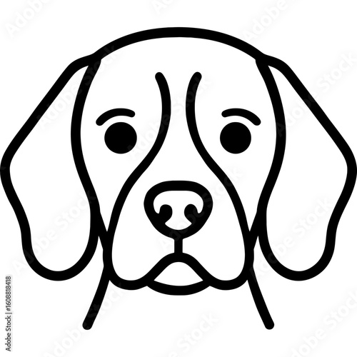 Beagle dog head front view outline icon vector