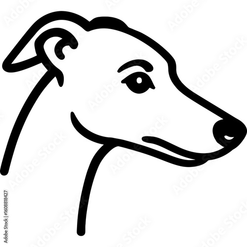Whippet dog head side profile outline icon vector