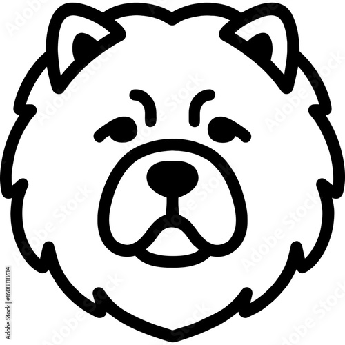 Chow chow dog head front view outline icon vector