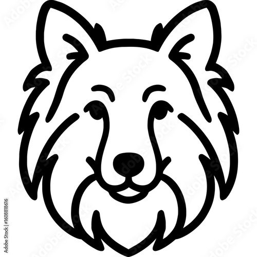 Shetland sheepdog head front view outline icon vector