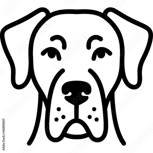 Great dane dog head front view outline icon vector