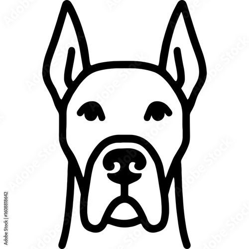 Great dane dog head front view outline icon vector