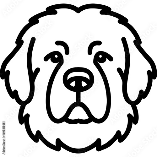 Newfoundland dog head front view outline icon vector