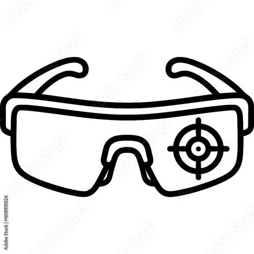 Shooting glasses yellow tinted sport outline icon vector