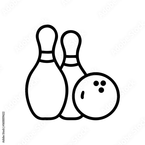 Icon of a bowling ball and pins representing the sport