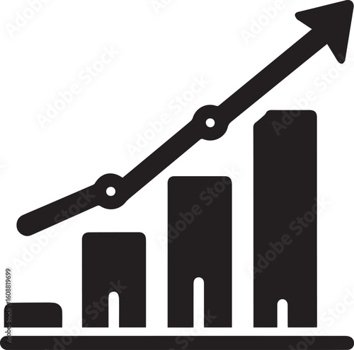 Revenue Icon – Black and White Minimalist Dollar and Bar Graph Vector Illustration