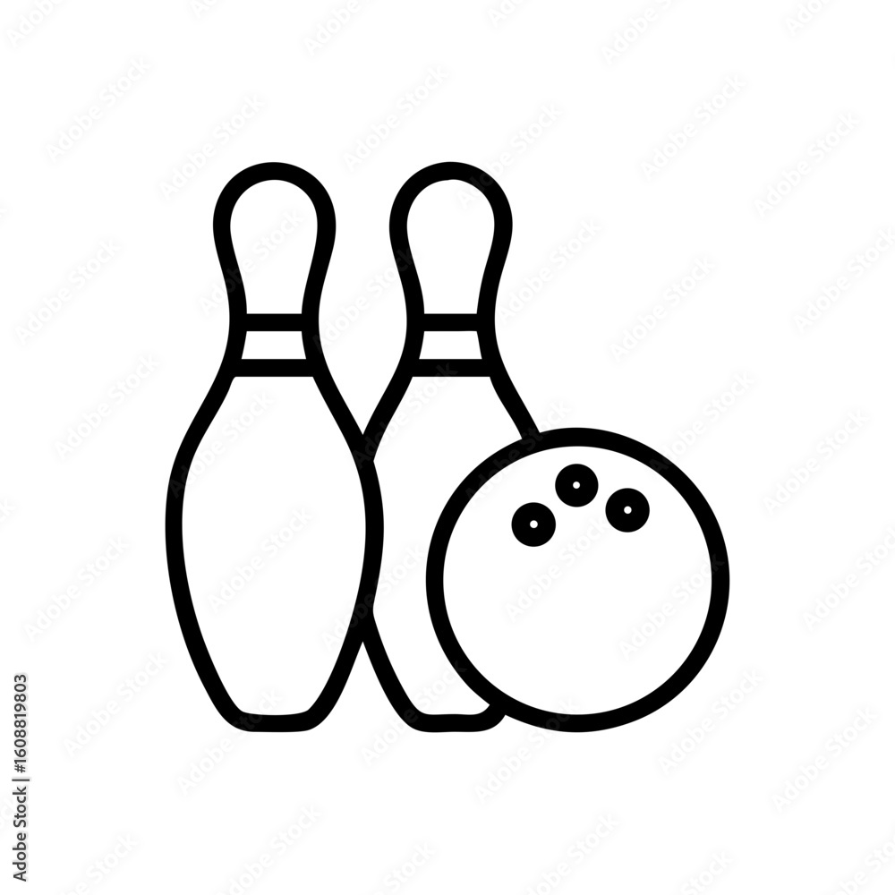 Fototapeta premium Icon of a bowling ball and pins representing the sport