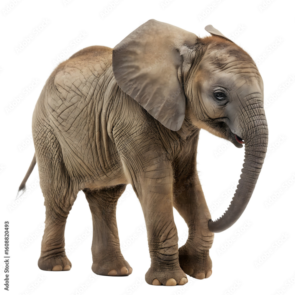 Obraz premium Young African Elephant Calf Walking in Natural Habitat