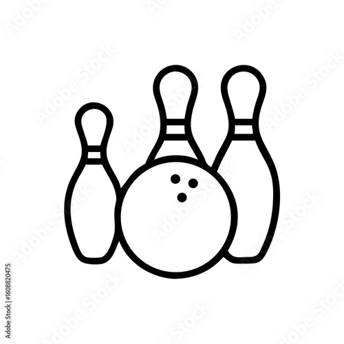 Icon of a bowling ball and pins representing the sport