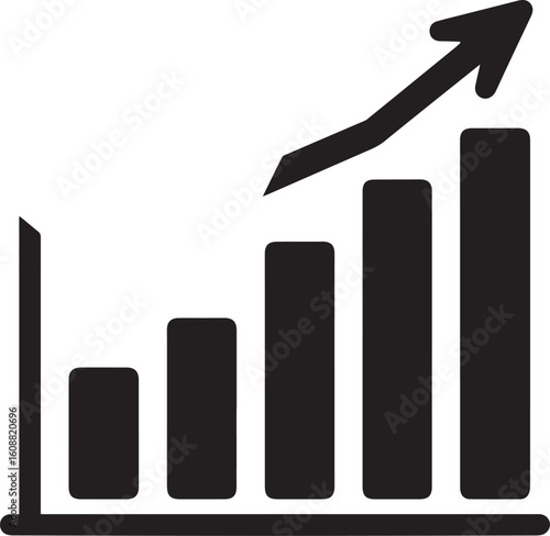 Revenue Icon – Black and White Minimalist Dollar and Bar Graph Vector Illustration