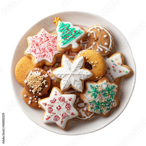 Christmas cookies plate isolated on transparent background png