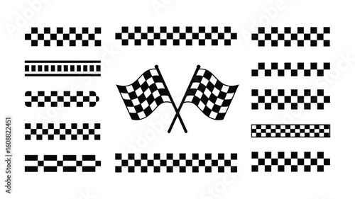  Racing Elements Bundle, Checkered Flag Designs, Speed Stripes, and Automotive Graphics for Race Car Art, Branding Materials, and Motorsport-Themed Visuals