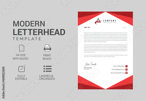 Modern and Clean Business Letterhead Template Design for Corporate Use

