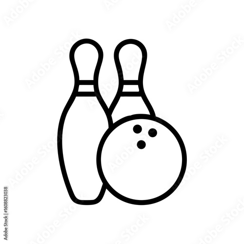 Icon of a bowling ball and pins representing the sport