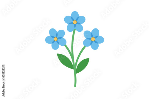 Cartoon Forget Me Not Bunch Simple Design On White