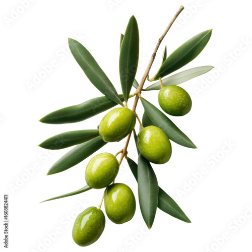 Wallpaper Mural Fresh Green Olive Branch with Leaves and Ripe Olives on White Background Torontodigital.ca